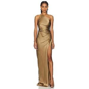 THE SEI Asymmetrical Gathered Wrap Gown in Shiitake